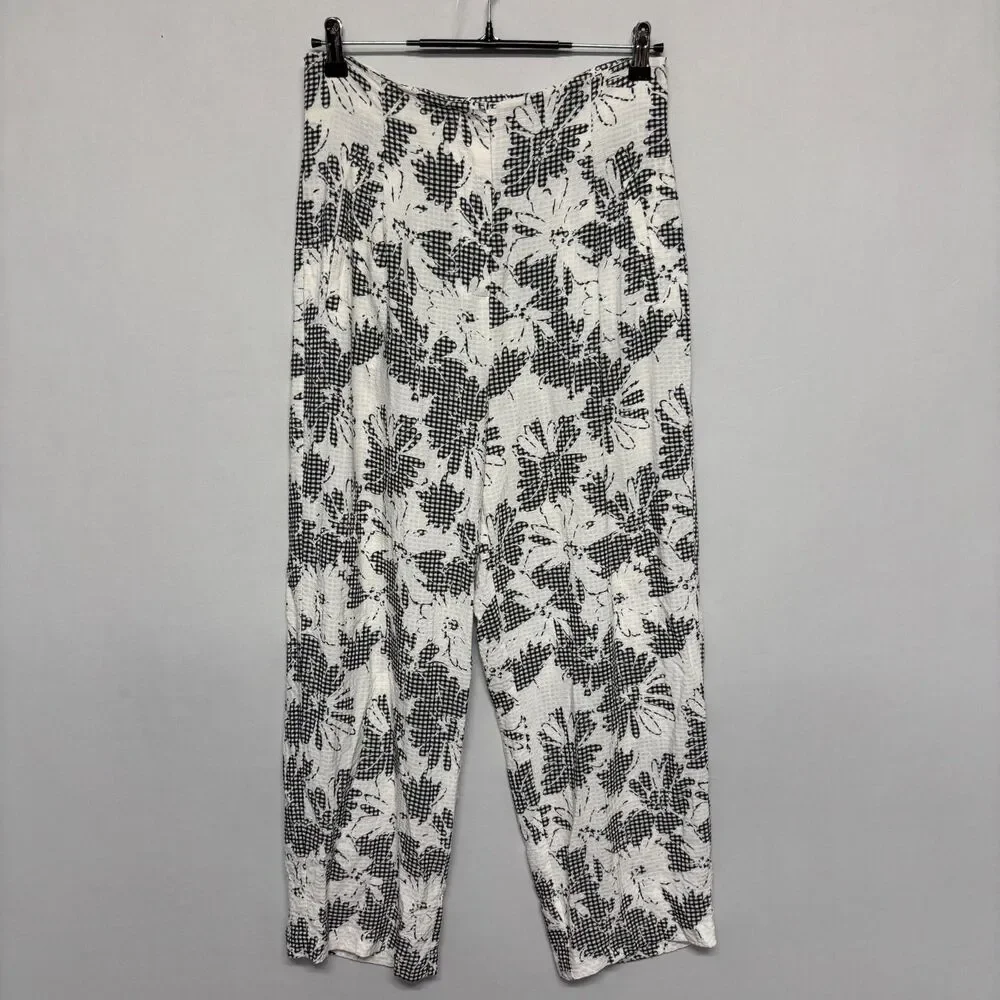 Free People Pull On Wide Leg Pants Size US 8 UK 12 Floral Polyester D126 -8